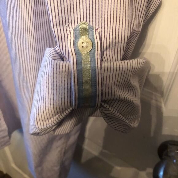 Bill Blass‎ Pinstripe Shirt wRollbutton Sleeves Size L - Picture 5 of 6